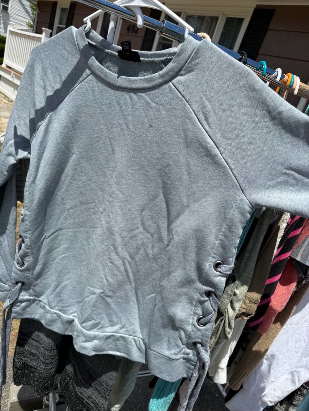 Light Gray Lace-Up Side Sweatshirt